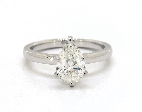 pear-shaped diamond guide - H color pear in white gold solitaire engagement ring