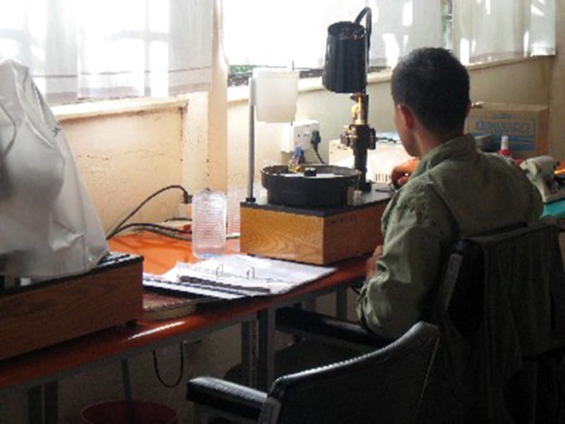 classroom at the IGM, Madagascar - gem faceting classes