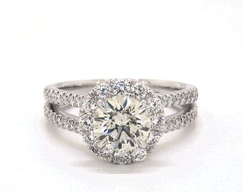 buying a one-carat diamond ring - m color diamond in halo engagement ring