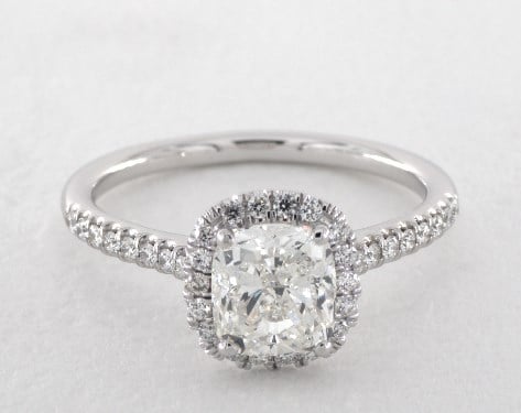 cushion cut diamonds - white gold halo engagement ring