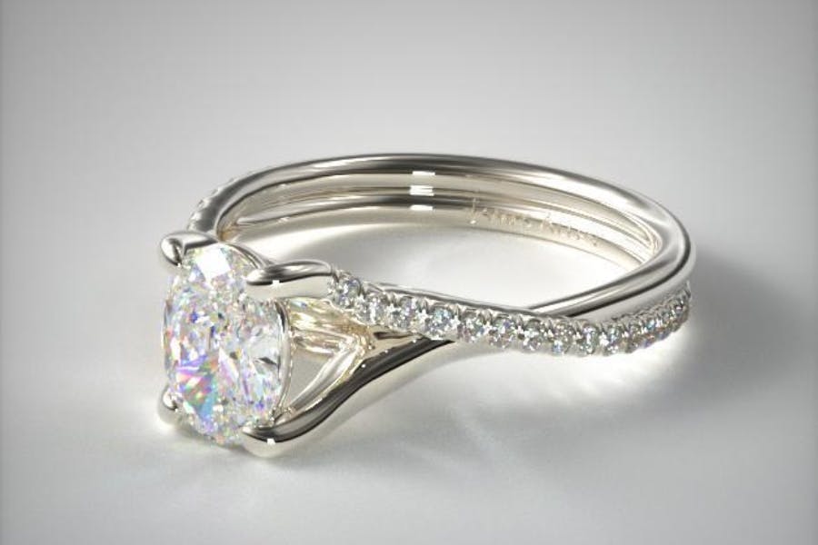oval twisted pave shank - engagement ring setting