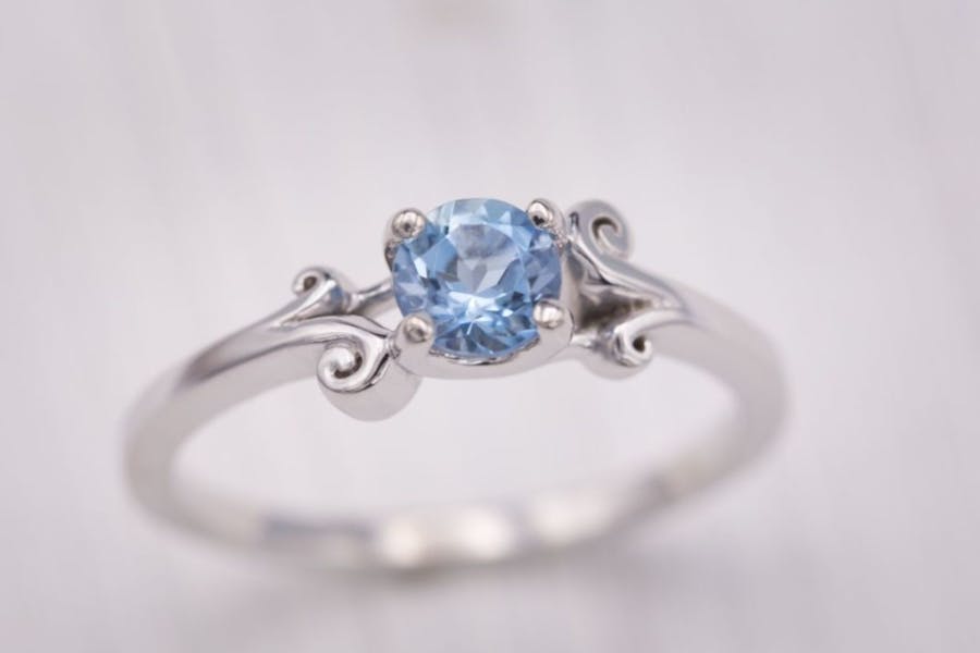 aquamarine solitaire with filigree - engagement ring setting