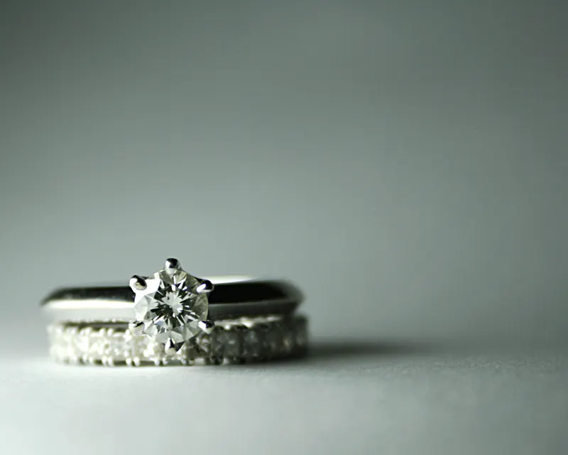 diamond polish and symmetry - engagement ring and wedding band