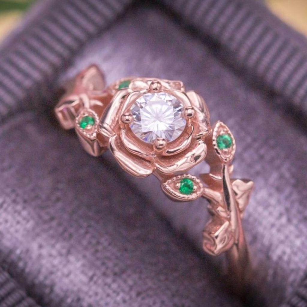 side stones on floral - engagement ring setting