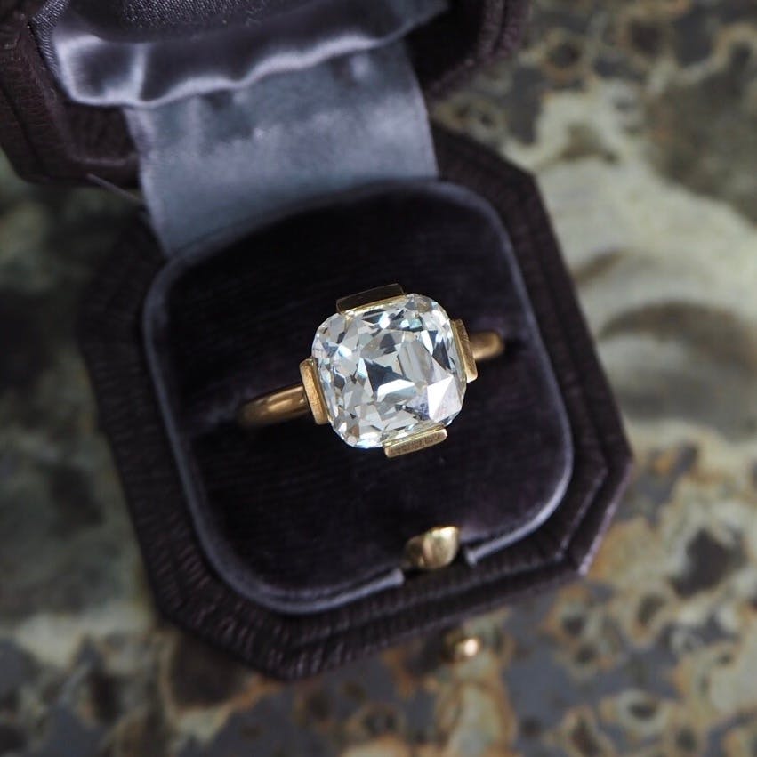 old mine cut - five-carat diamond ring