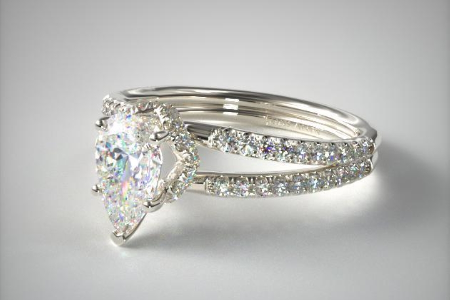 pear pave split shank - engagement ring setting