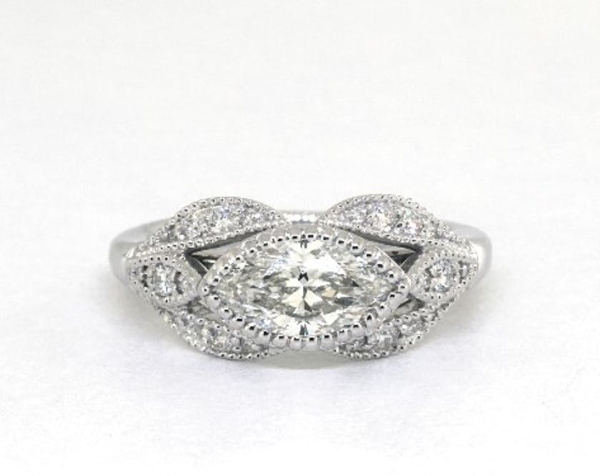 east-west engagement ring - marquise-cut diamonds