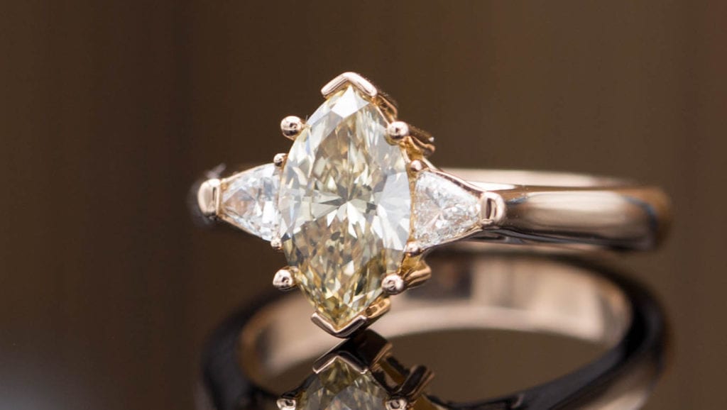 marquise-cut brown diamond