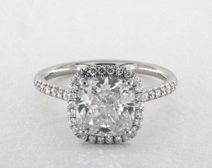cushion-cut halo engagement ring - three-carat diamond guide