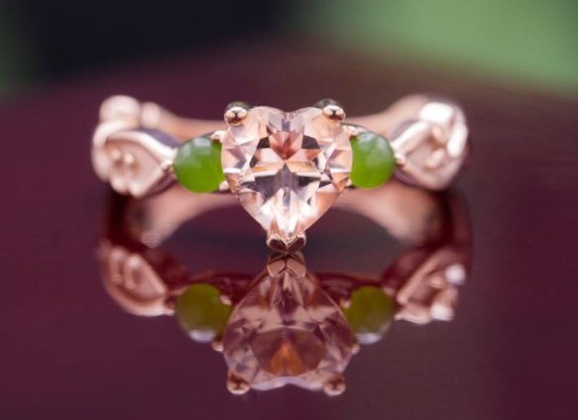 morganite and nephrite jade ring - gemology career options