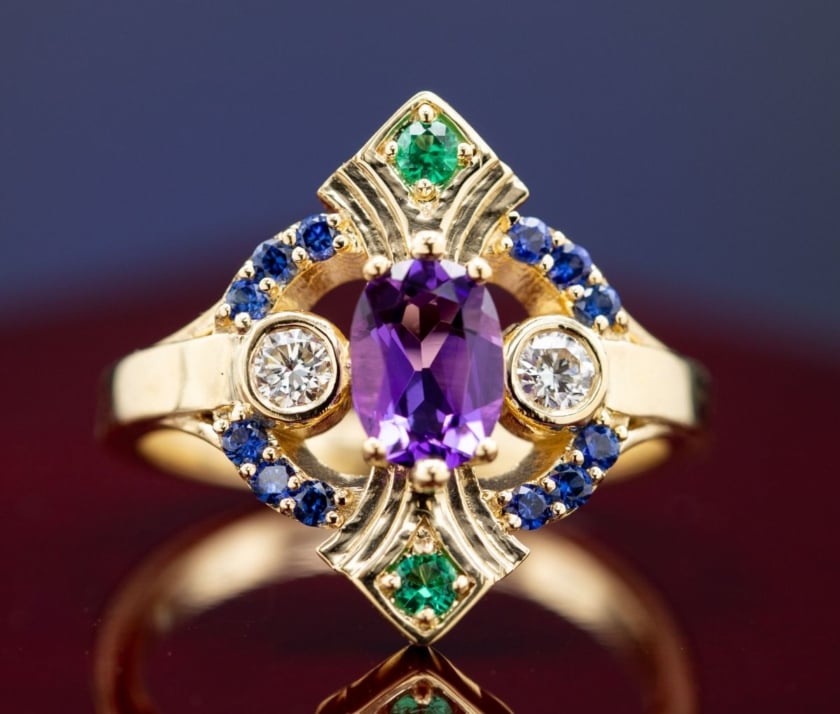 art deco bold colors - vintage engagement rings