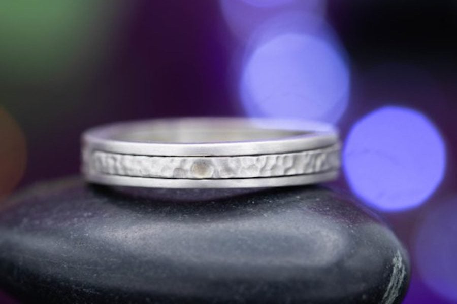 wire brush and hammered textures - engagement ring setting