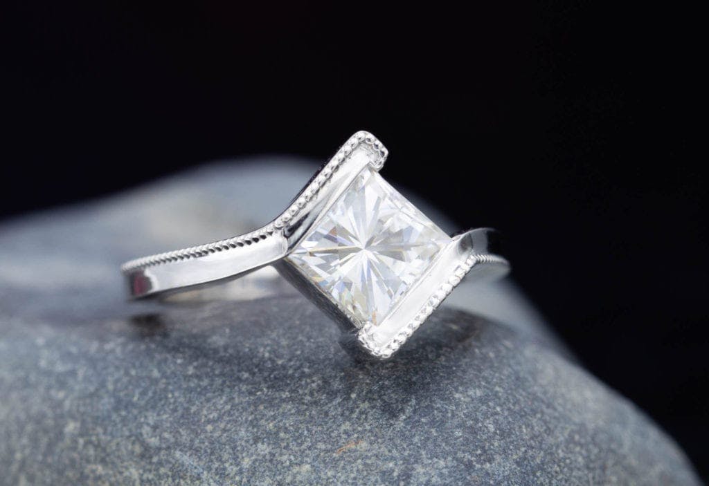 princess cut with bypass setting - engagement ring setting