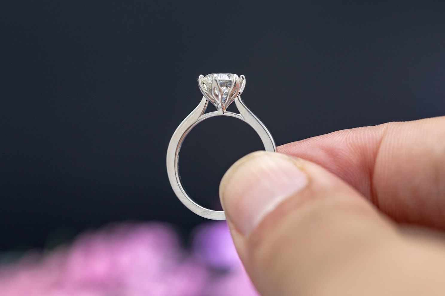 engagement ring side view - diamond girdles