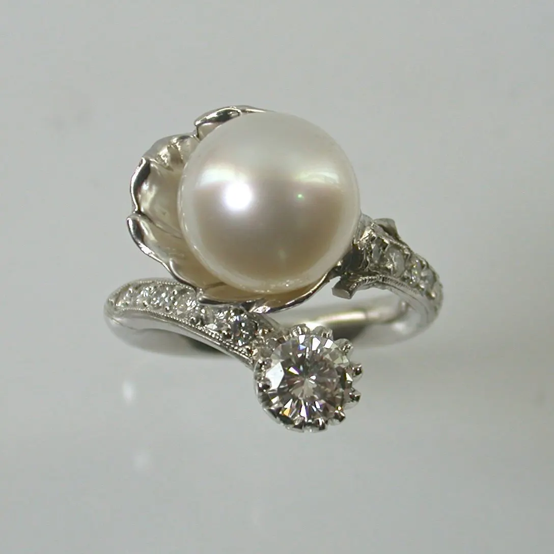 pearl and diamond ring - south sea pearls