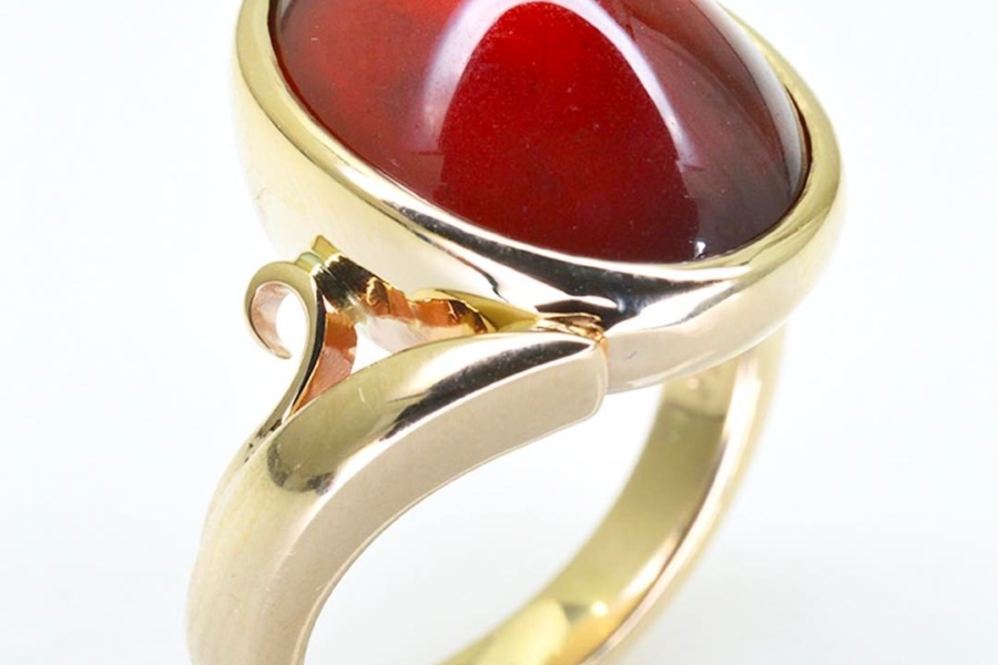 garnet cabochon ring