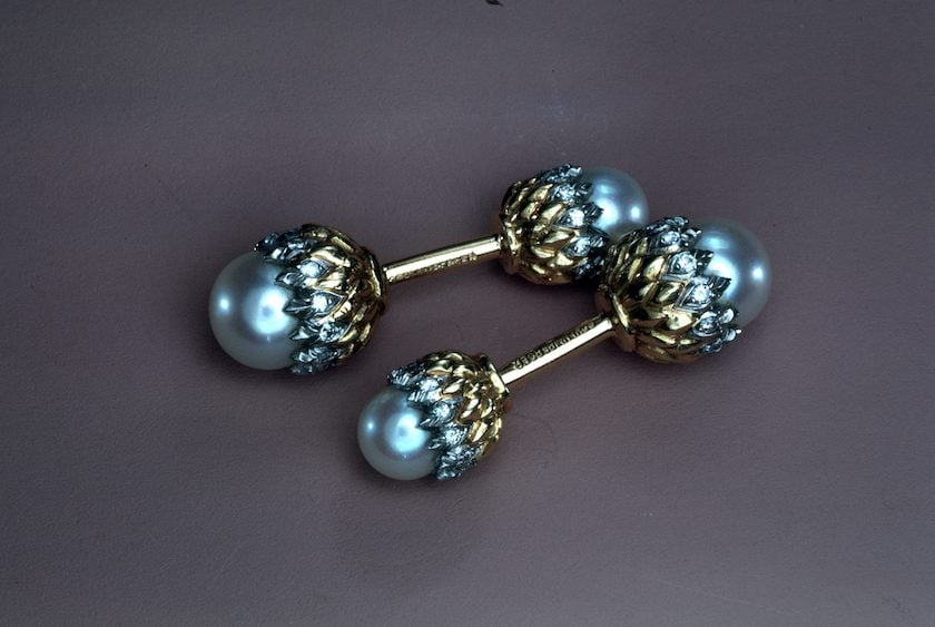 pearl and diamond cufflinks