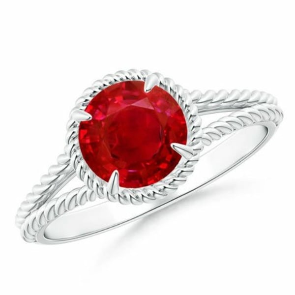 Ruby Twist Rope Split Shank Ring Angara