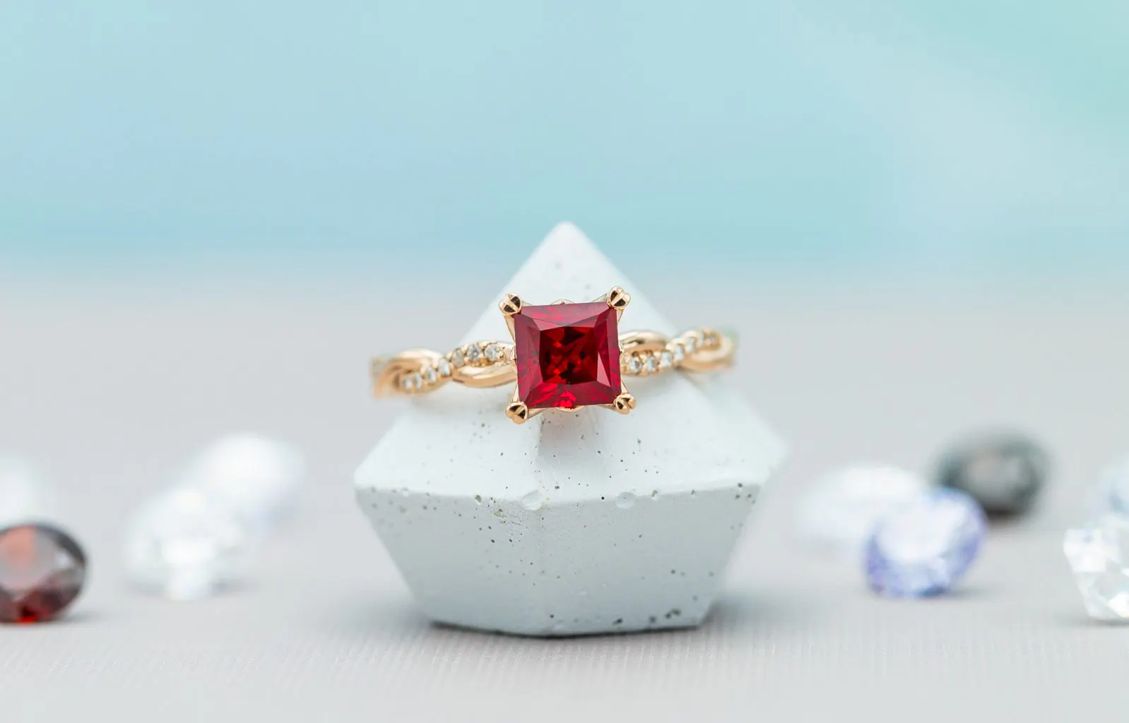 lab-made ruby ring