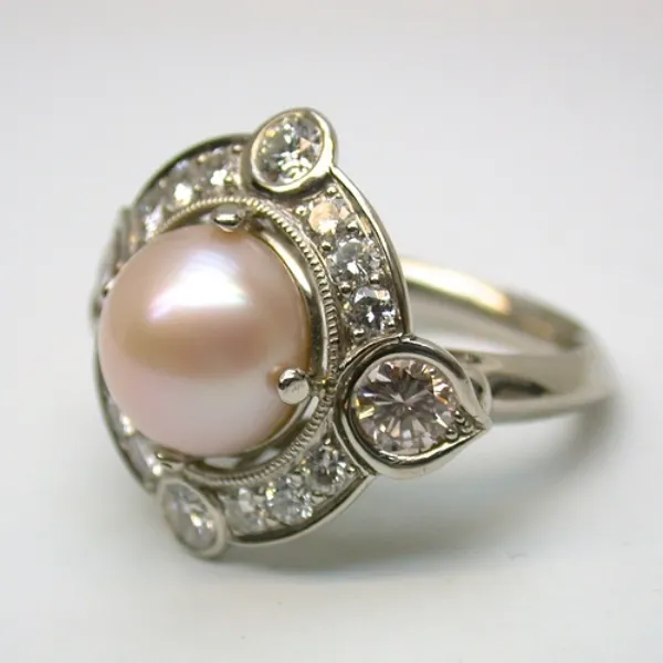 natural pink pearl ring - side