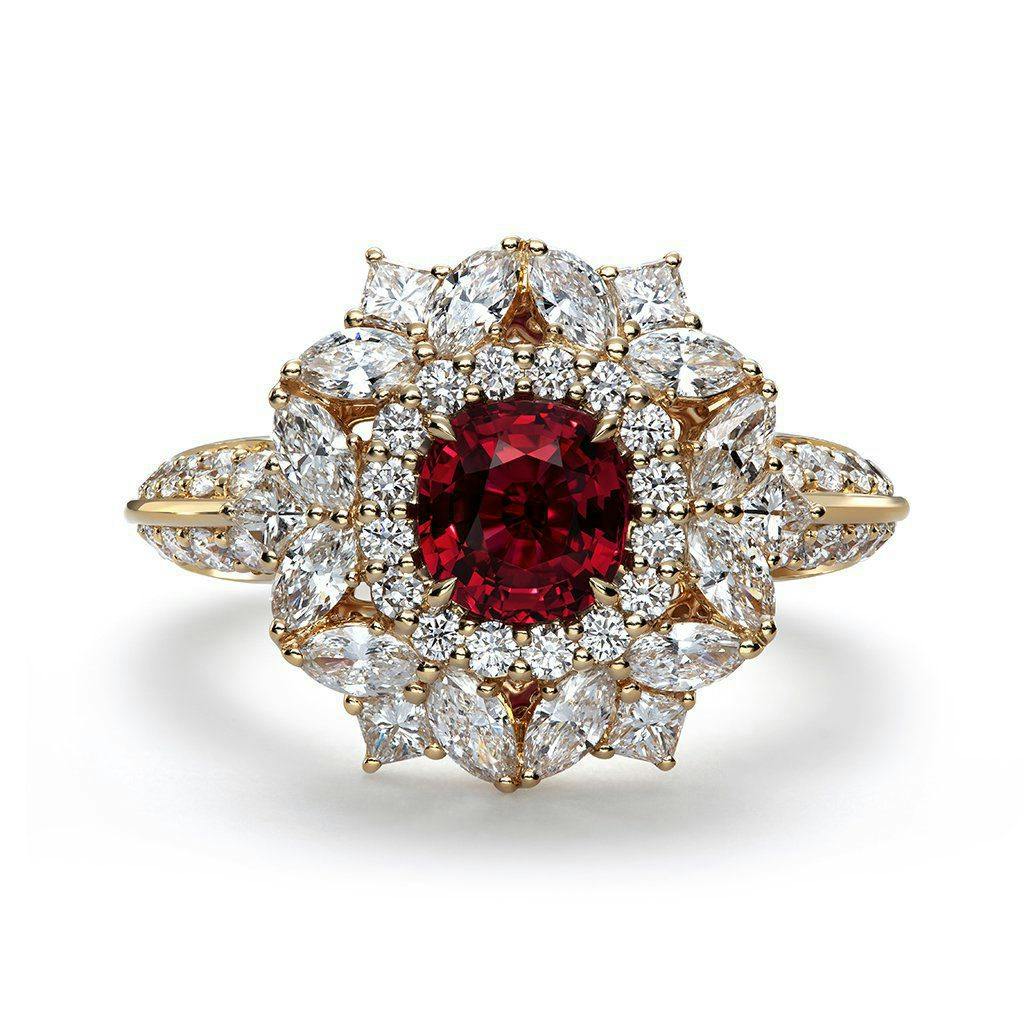floral ruby engagement ring
