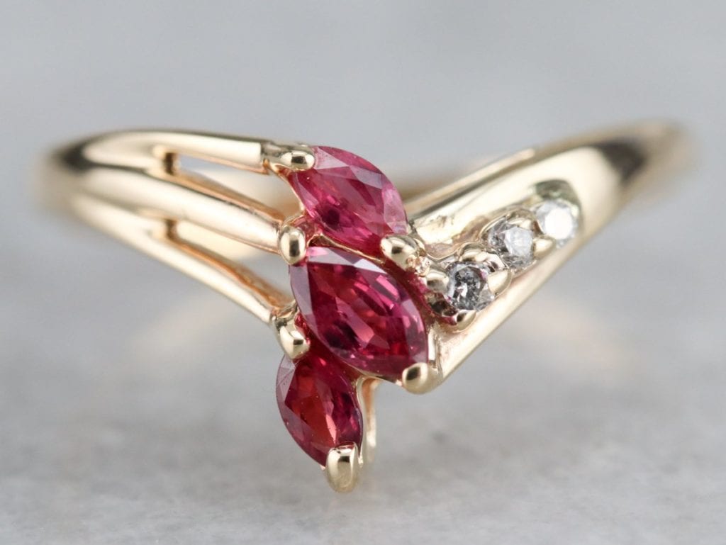 three ruby engagement ring