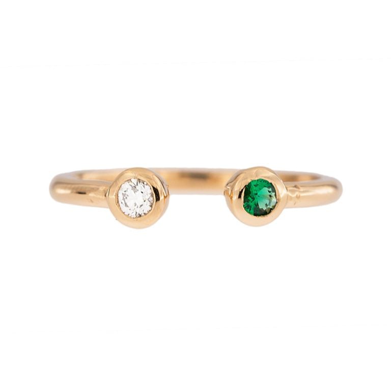 open two-stone ring in rose gold