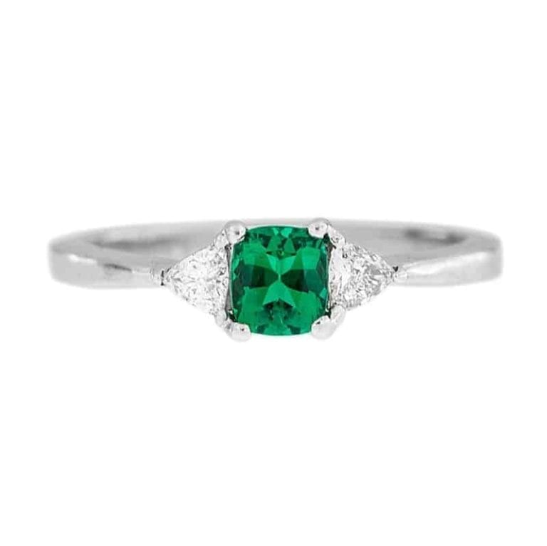 three-stone ring in white gold