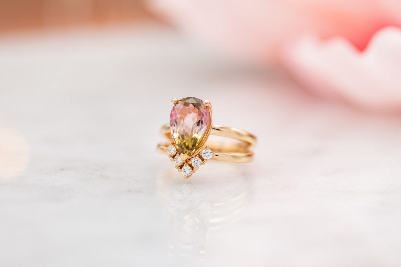 watermelon tourmaline engagement ring