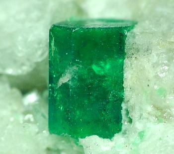 emerald on calcite matrix