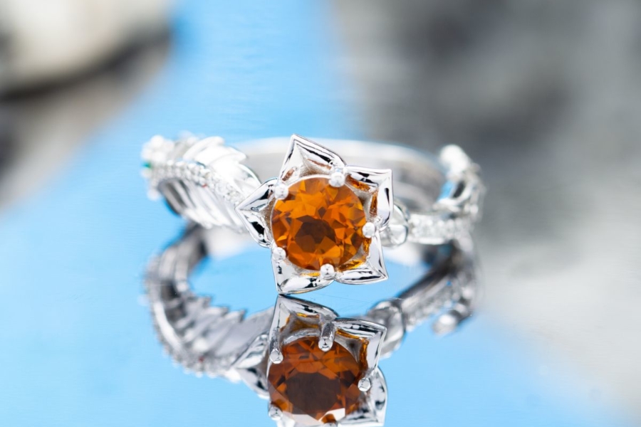 citrine flower engagement ring