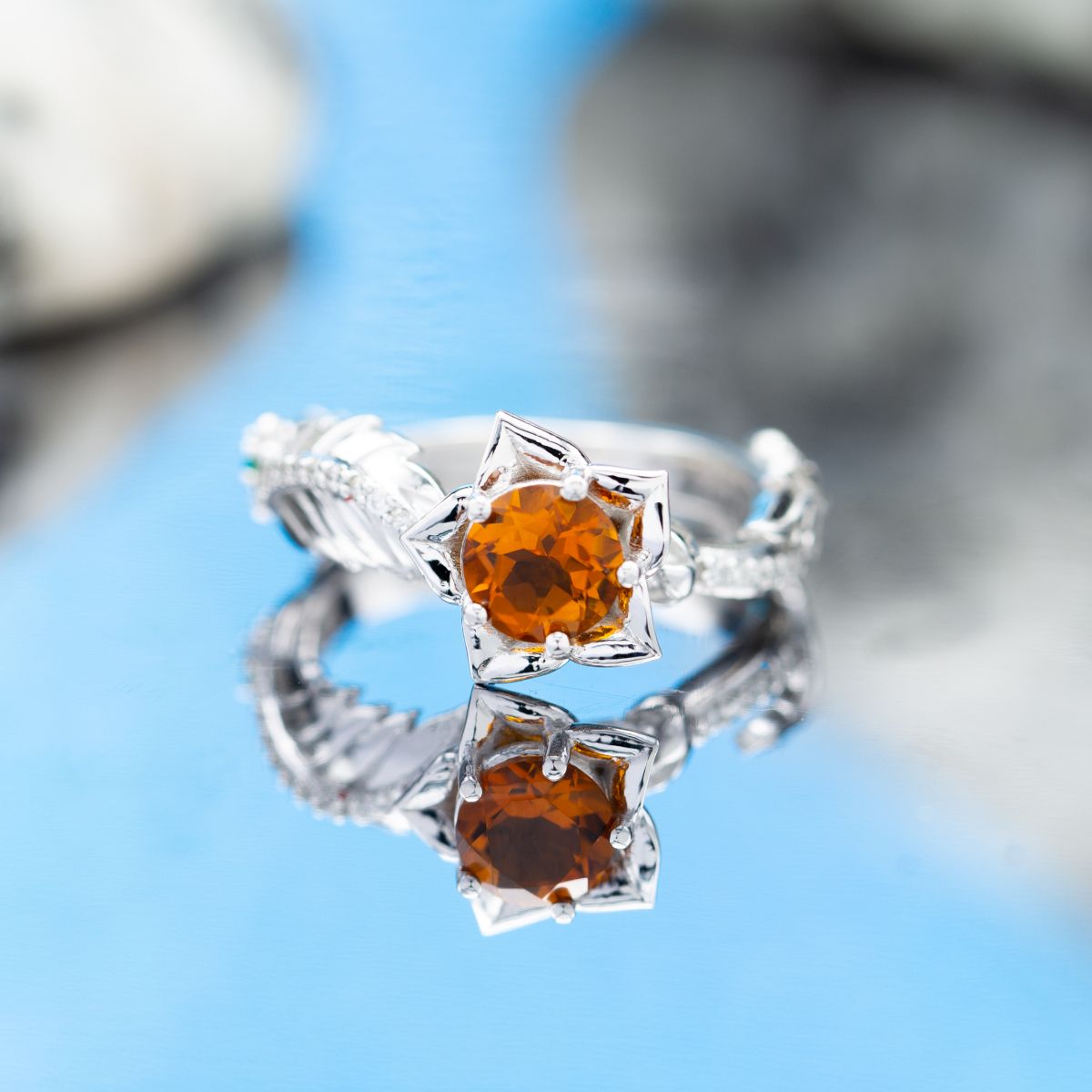 citrine flower engagement ring