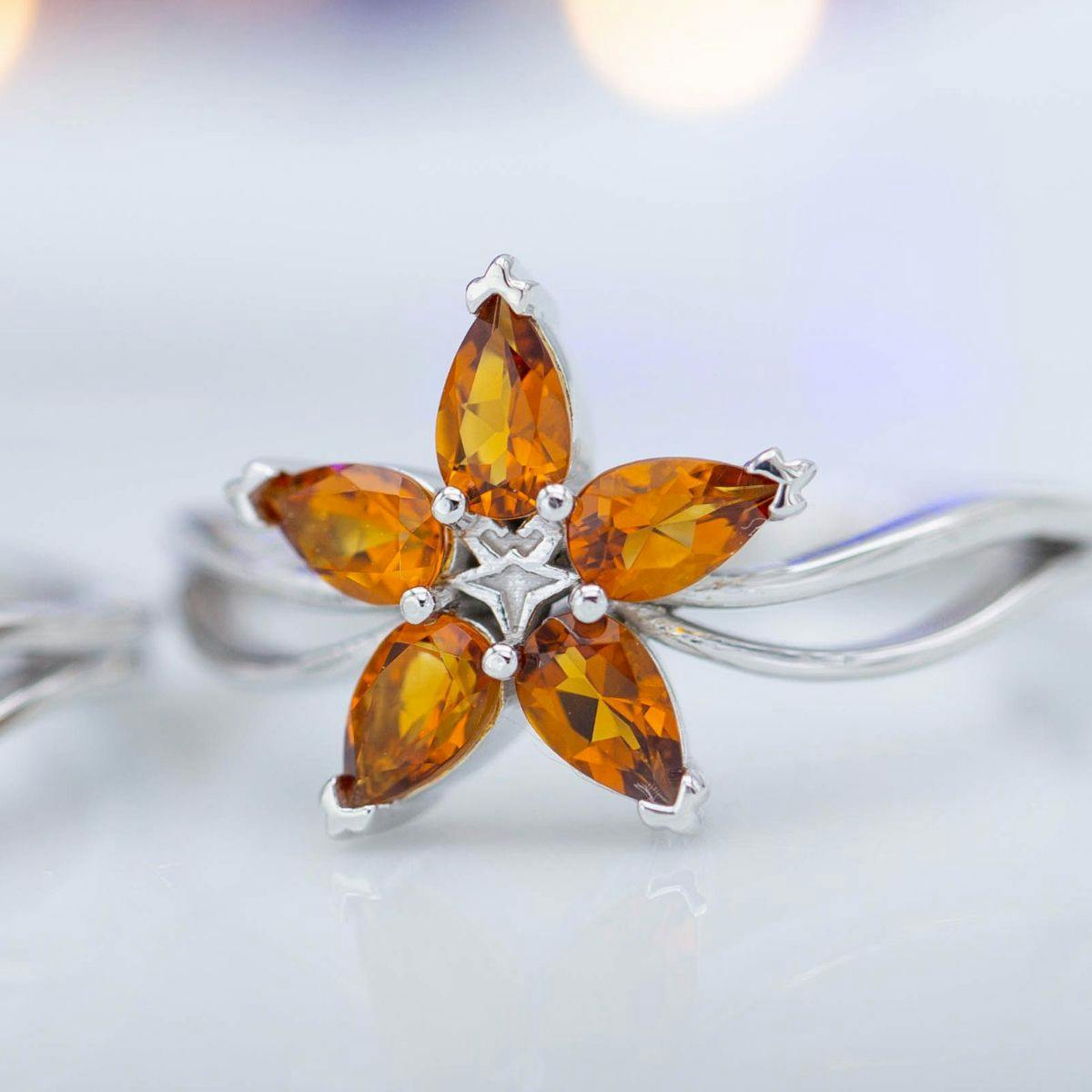 cluster style citrine engagement ring