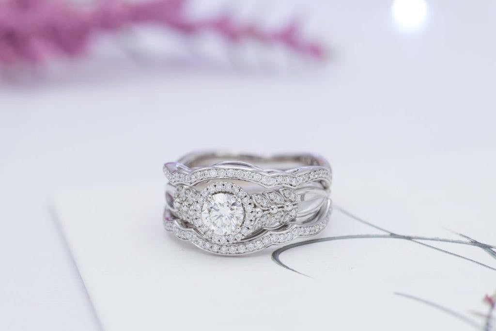 vintage style white gold engagement ring