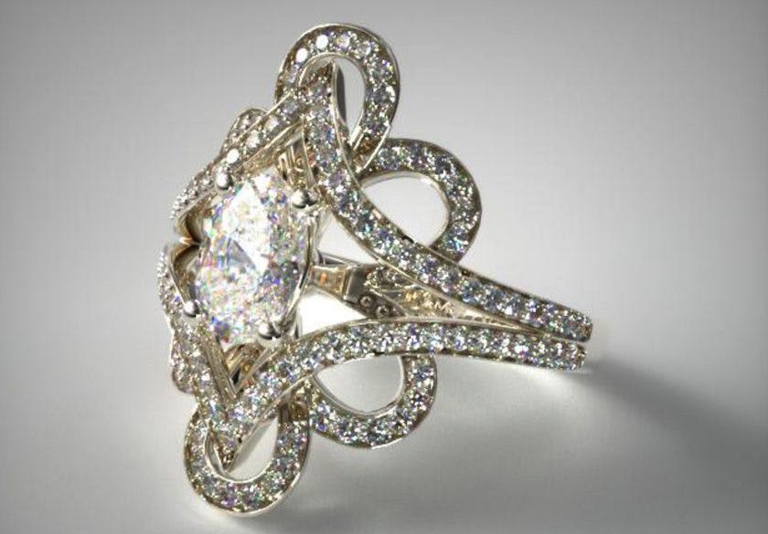 vintage soft floral engagement ring