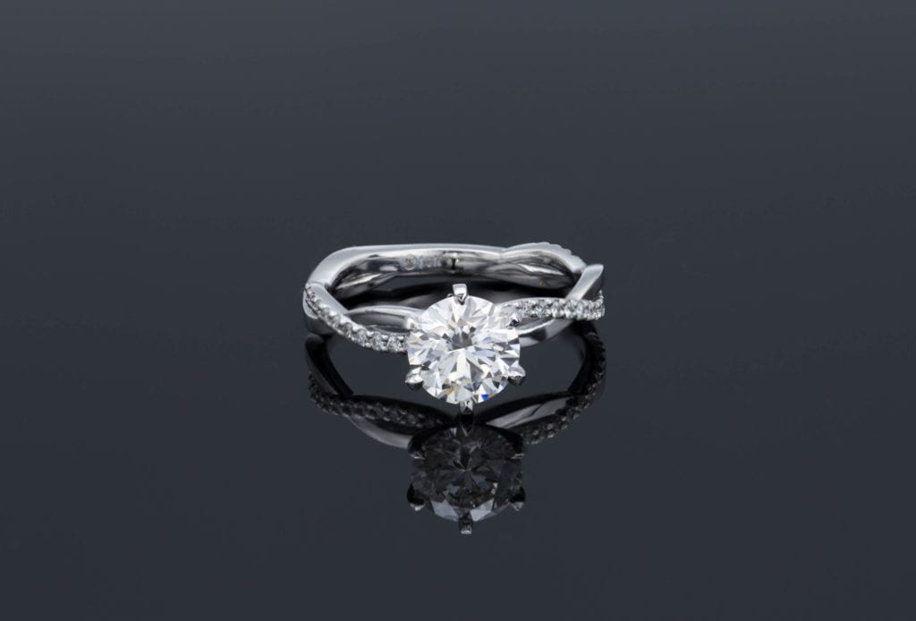 engagement ring with lab-created diamond