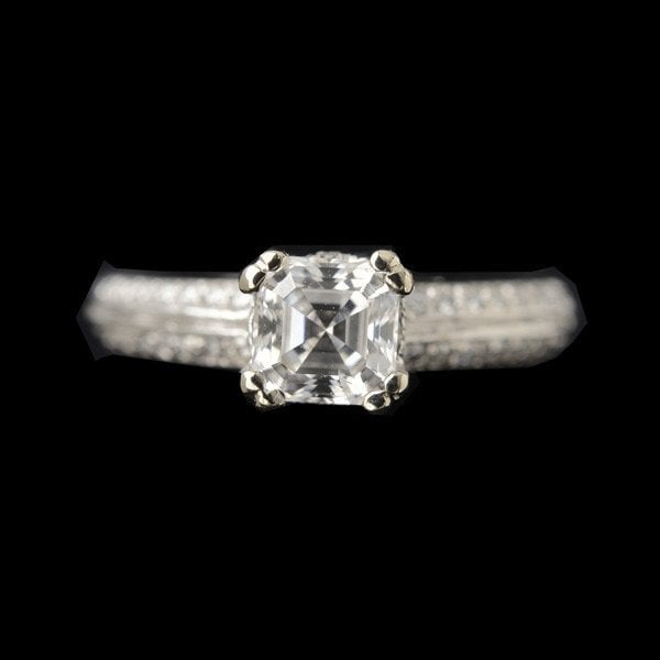 asscher cut diamond ring