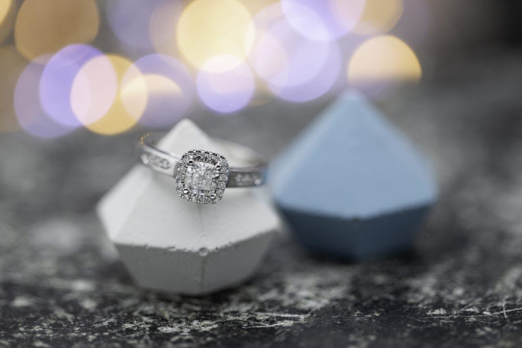 cushion-cut diamond engagement ring