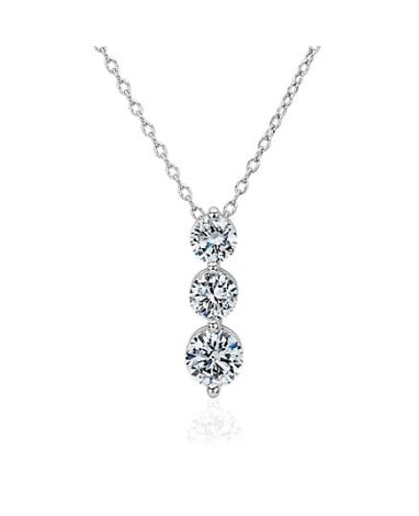 Lab Grown Round Diamond Three Stone Pendant in 14k White Gold Blue Nile