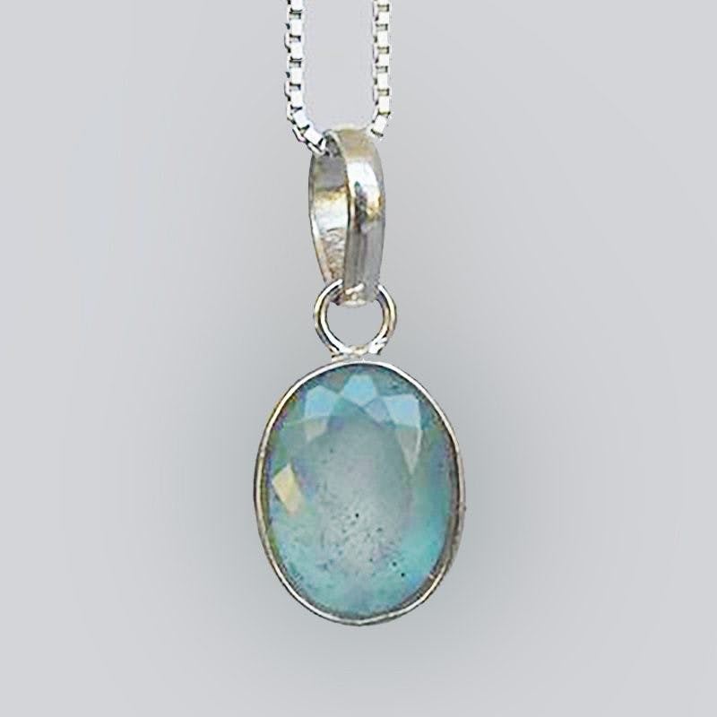 bezel-set aquamarine pendant