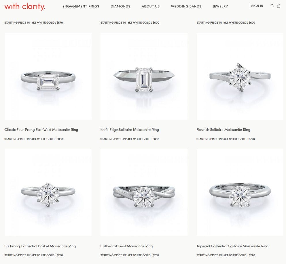 moissanite rings at with clarity