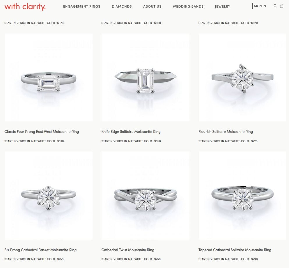 moissanite rings at with clarity