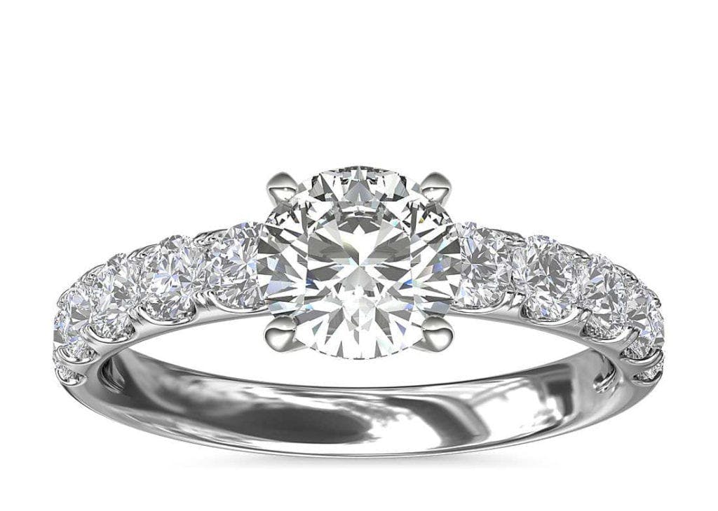 Riviera Pavé Diamond Engagement Ring in Platinum Blue Nile