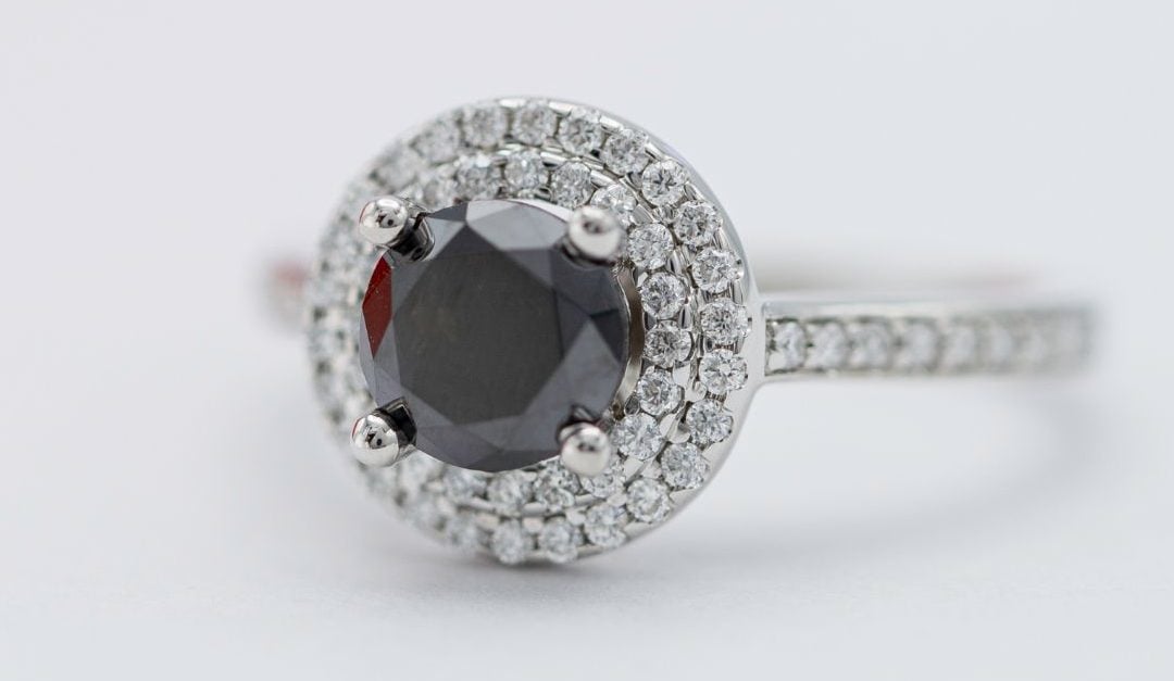 Black diamond engagement ring