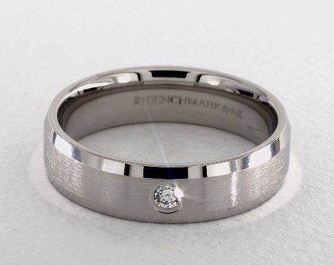 14K White Gold 6mm Beveled Bezel Set Diamond Wedding Ring James Allen