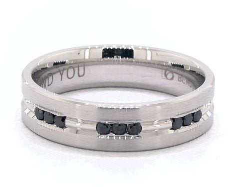 14K White Gold 6mm Satin Trim Black Diamond Band James Allen