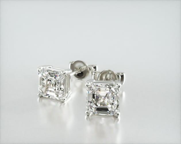 14K White Gold Asscher Cut Shape Diamond Earrings James Allen