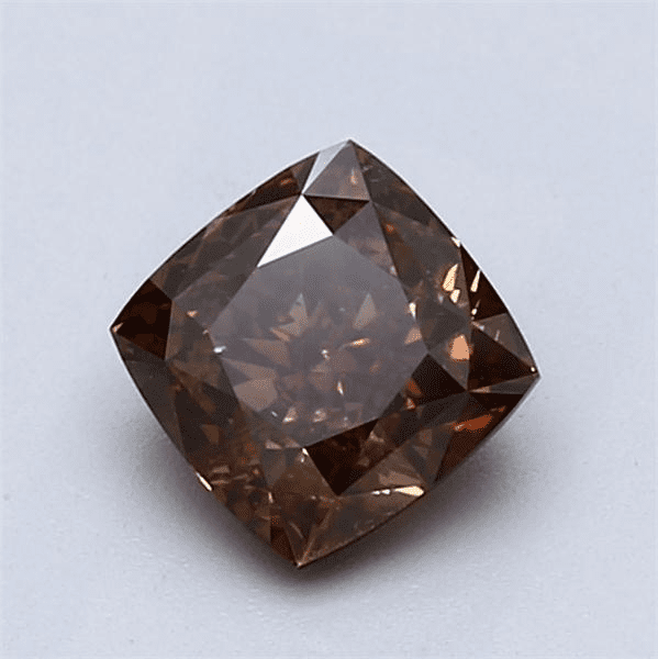 360 Video - Actual diamond magnified NEED HELP? 1-888-565-7641 Email Us 1.18-Carat Dark Orangy Brown Cushion Cut Diamond