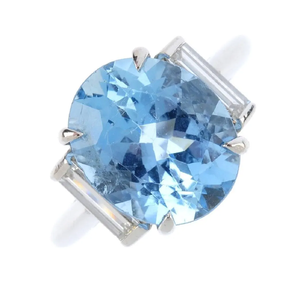 aquamarine and diamond platinum ring by Tiffany & Co.