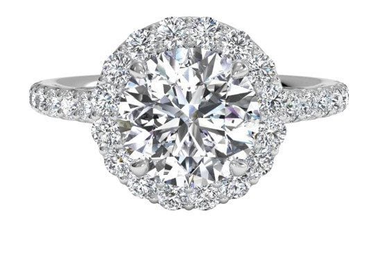 French-set Halo Diamond Band Engagement Ring